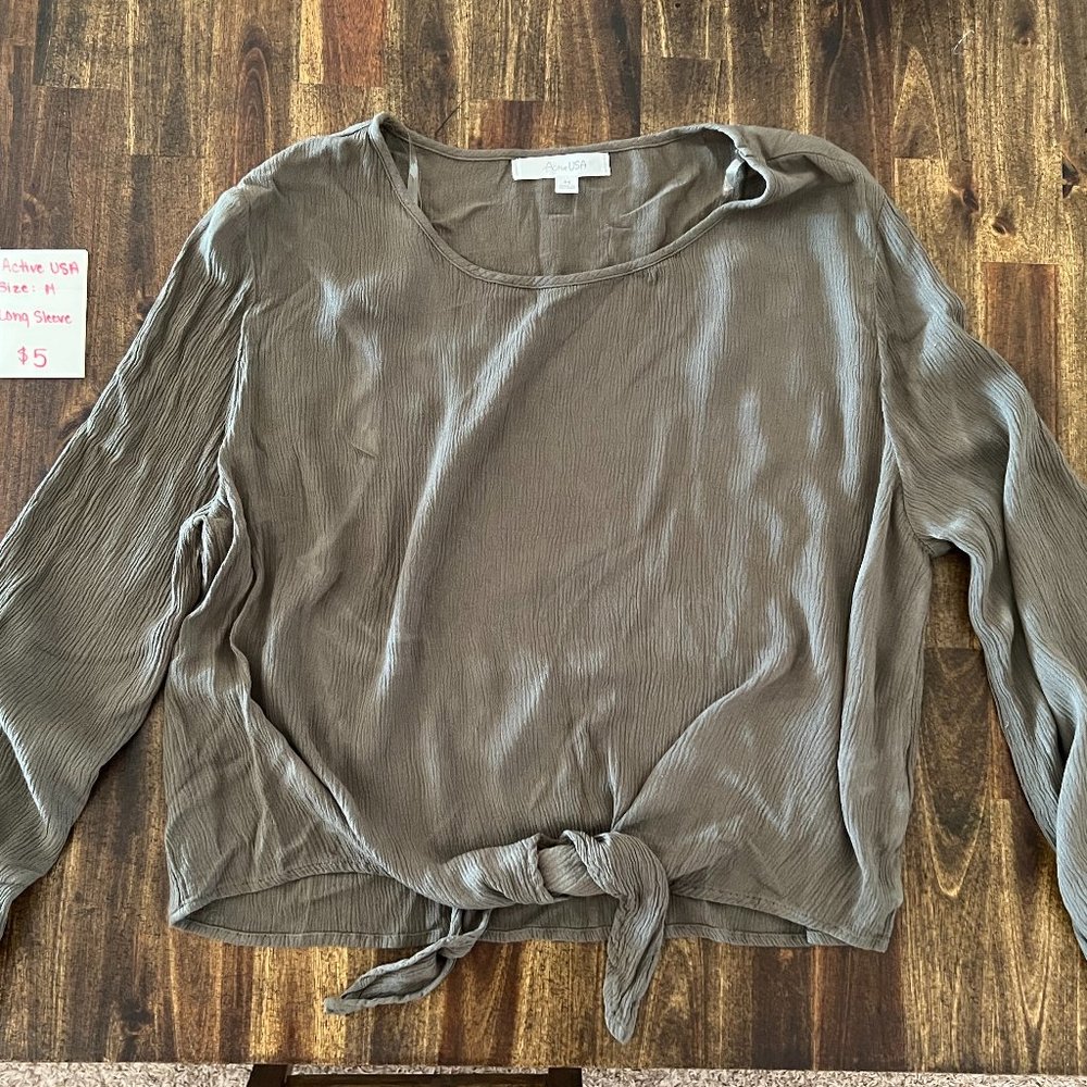 Sage Green Long Sleeve Blouse